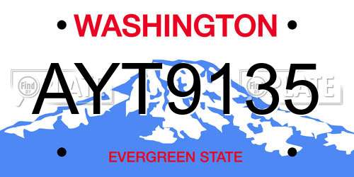 AYT9135 Washington License Plate