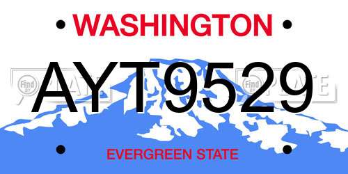 AYT9529 Washington License Plate