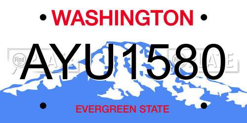 AYU1580 Washington License Plate
