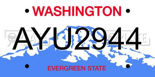AYU2944 Washington License Plate