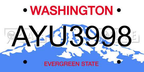AYU3998 Washington License Plate