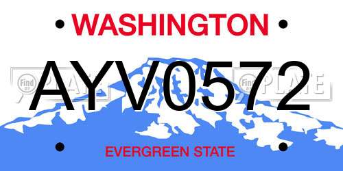 AYV0572 Washington License Plate