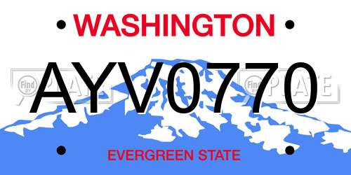 AYV0770 Washington License Plate