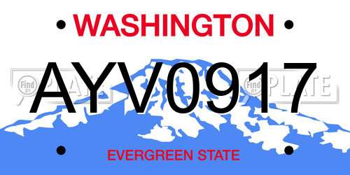 AYV0917 Washington License Plate