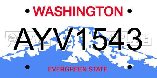 AYV1543 Washington License Plate