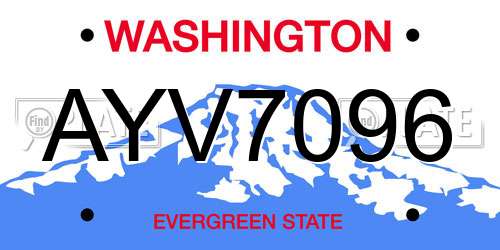 AYV7096 Washington License Plate