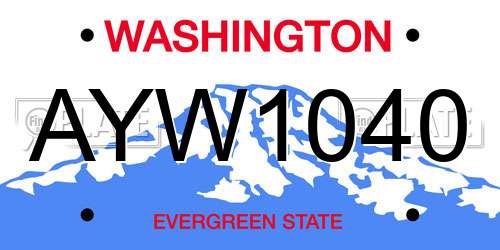 AYW1040 Washington License Plate
