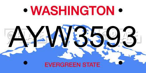 AYW3593 Washington License Plate