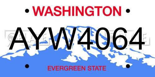 AYW4064 Washington License Plate