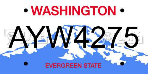 AYW4275 Washington License Plate