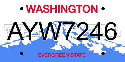 AYW7246 Washington License Plate