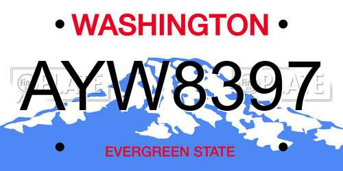 AYW8397 Washington License Plate