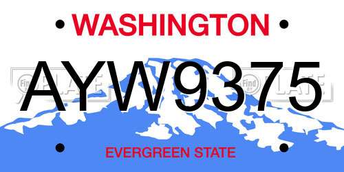 AYW9375 Washington License Plate