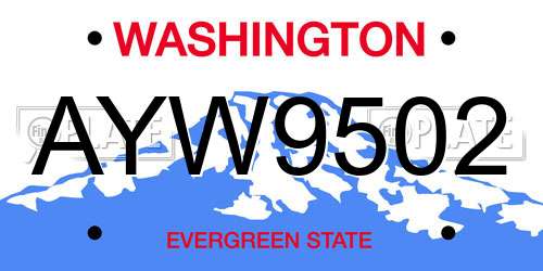 AYW9502 Washington License Plate
