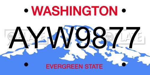 AYW9877 Washington License Plate
