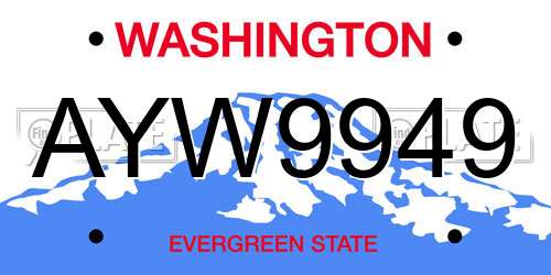AYW9949 Washington License Plate