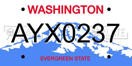 AYX0237 Washington License Plate