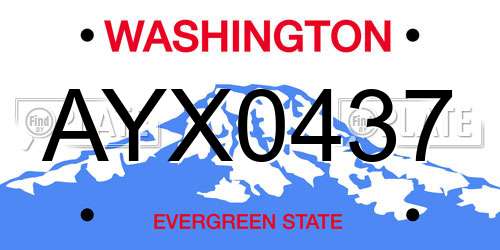AYX0437 Washington License Plate