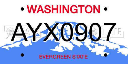 AYX0907 Washington License Plate