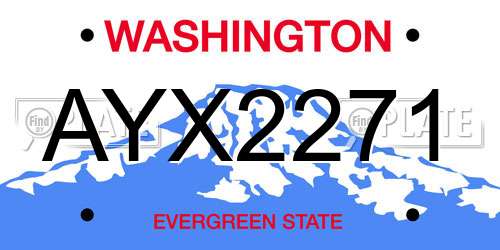 AYX2271 Washington License Plate