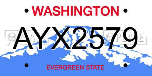 AYX2579 Washington License Plate