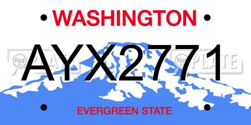 AYX2771 Washington License Plate
