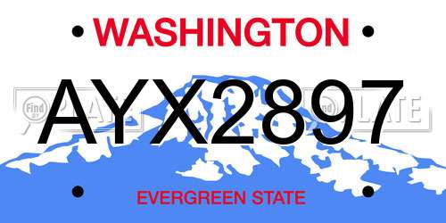 AYX2897 Washington License Plate