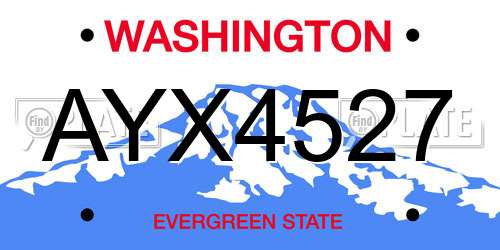 AYX4527 Washington License Plate