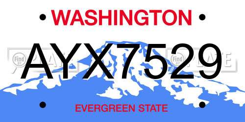 AYX7529 Washington License Plate