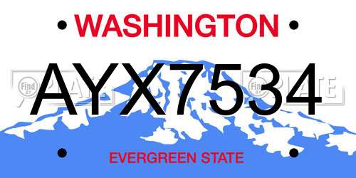 AYX7534 Washington License Plate