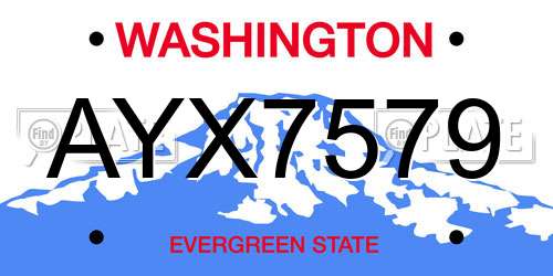 AYX7579 Washington License Plate