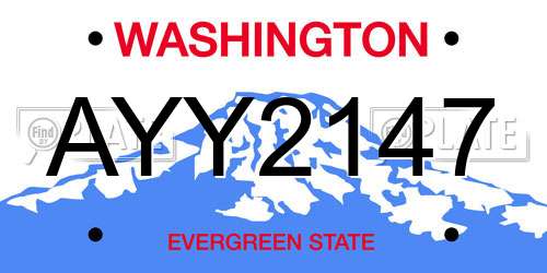 AYY2147 Washington License Plate