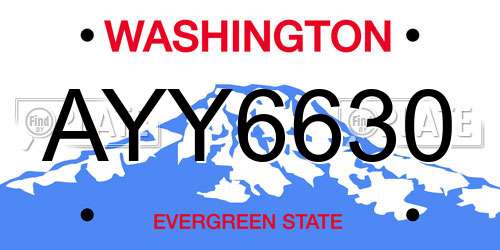 AYY6630 Washington License Plate