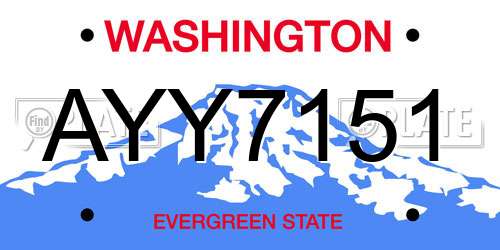AYY7151 Washington License Plate