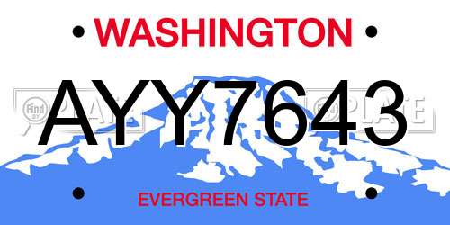 AYY7643 Washington License Plate