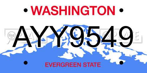 AYY9549 Washington License Plate
