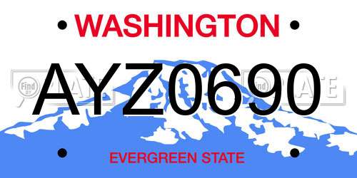 AYZ0690 Washington License Plate