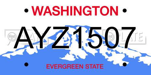 AYZ1507 Washington License Plate