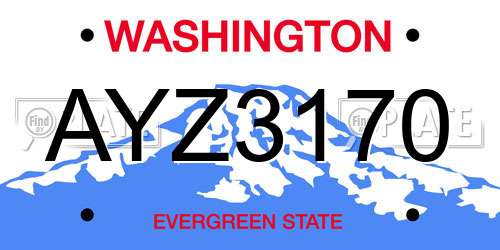 AYZ3170 Washington License Plate