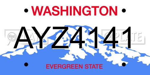 AYZ4141 Washington License Plate