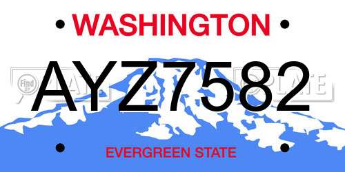 AYZ7582 Washington License Plate