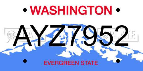 AYZ7952 Washington License Plate