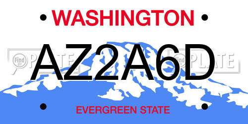 AZ2A6D Washington License Plate