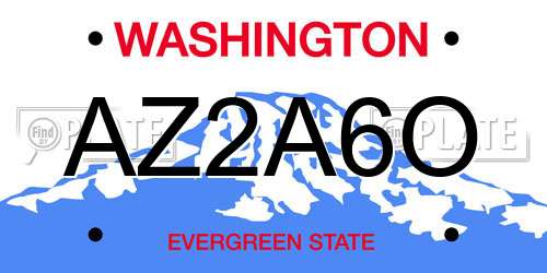 AZ2A6O Washington License Plate