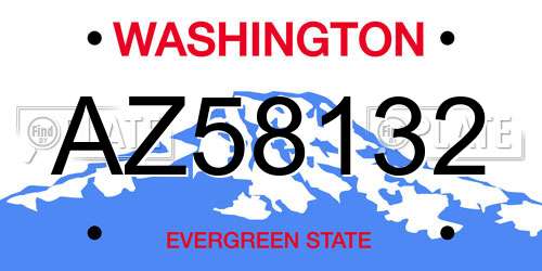 AZ58132 Washington License Plate