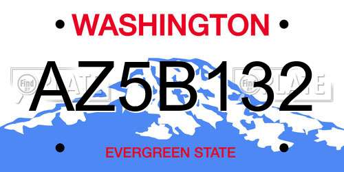 AZ5B132 Washington License Plate