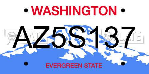AZ5S137 Washington License Plate