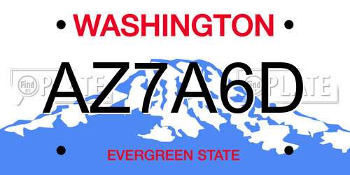 AZ7A6D Washington License Plate