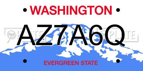 AZ7A6Q Washington License Plate