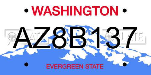 AZ8B137 Washington License Plate